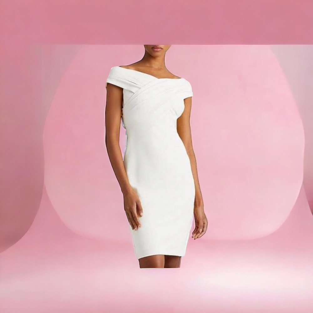 NWT Lauren Ralph Lauren Crepe Off the Shoulder Cocktail Dress